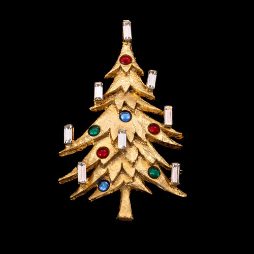 SPHINX gold plated Christmas tree brooch