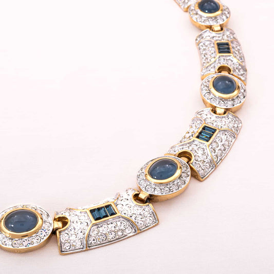 Swarovski-1980er-Halskette-im-Edelstein-Look-Saphirblau