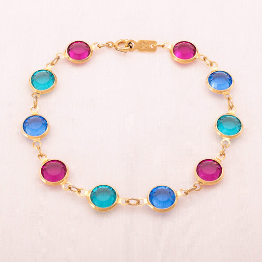 Swarovski-Armband-bunte-runde-Kristalle-vergoldete-Fassung