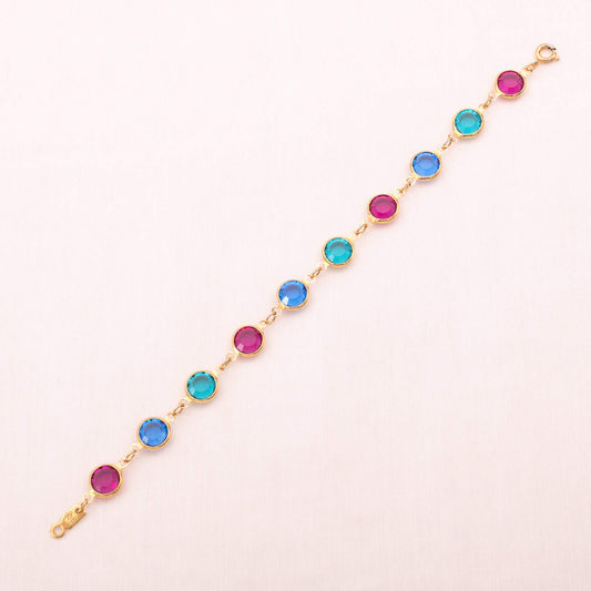 Swarovski-Armband-bunte-runde-Kristalle-vergoldete-Fassung