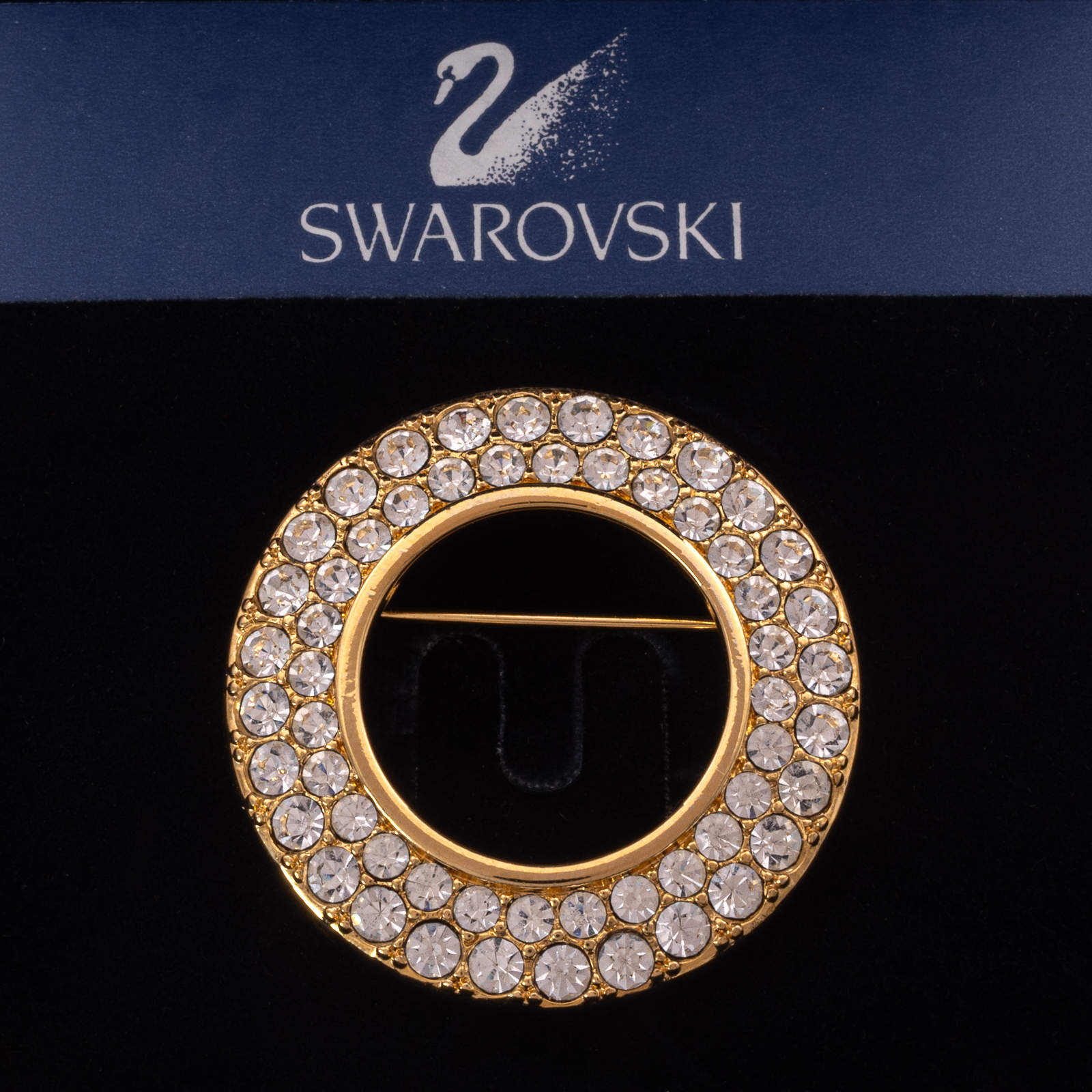 Swarovski-vergoldete-Kreisbrosche-Kristall-besetzt