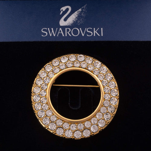 SWAROVSKI elegante Kreisbrosche mit Kristallen besetzt