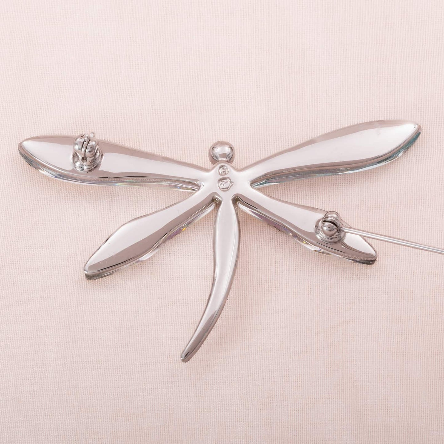 Swarovski-Brosche-Libelle-Rückseite-rhodiniert-Schwan-Signatur