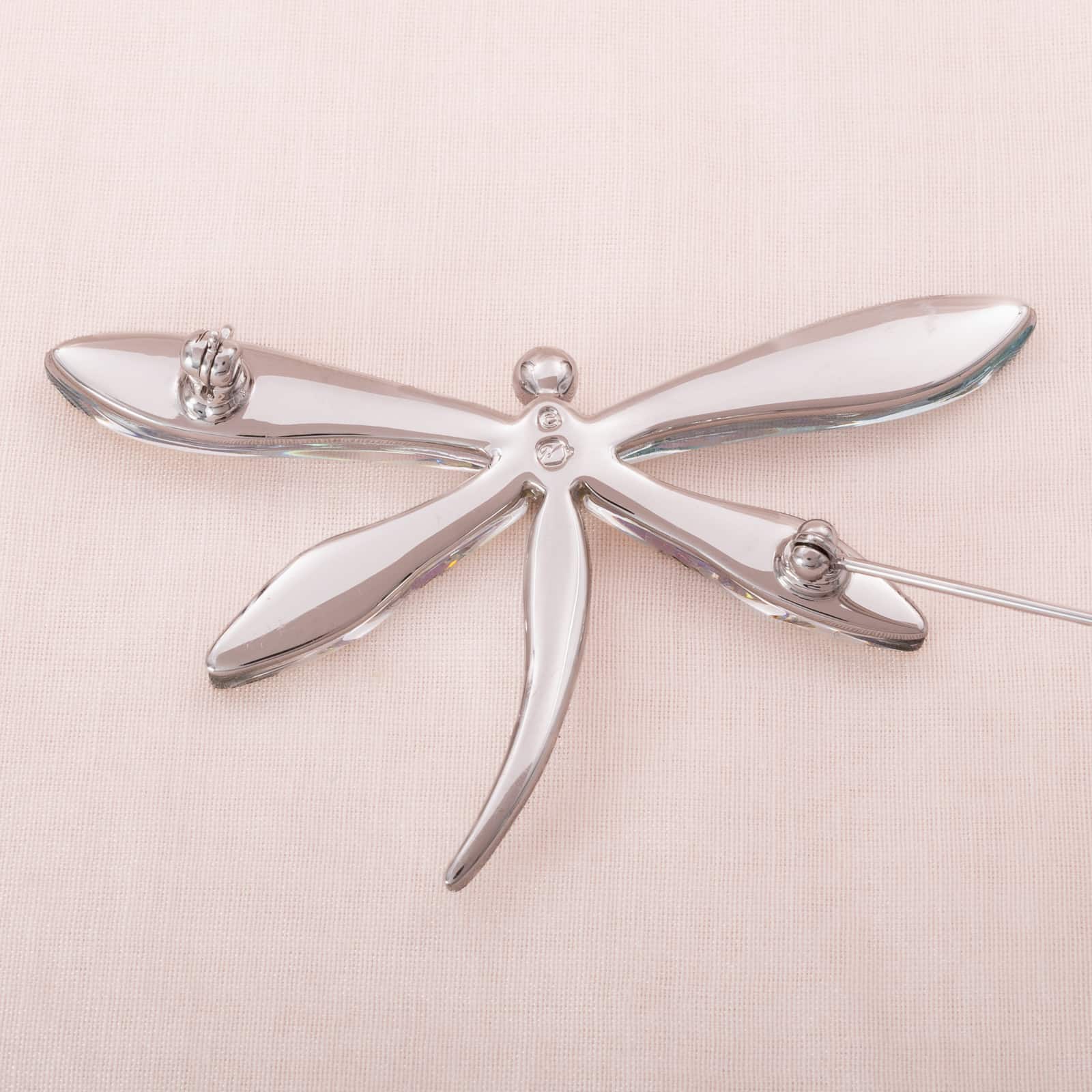 Swarovski-Brosche-Libelle-Rückseite-rhodiniert-Schwan-Signatur