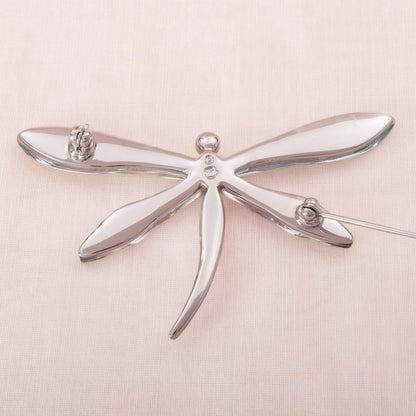Swarovski-Brosche-Libelle-Rückseite-rhodiniert-Schwan-Signatur