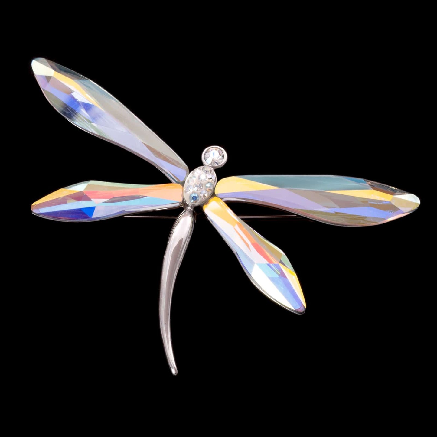 Swarovski-Brosche-Libelle-funkelnde-Aurora-Borealis-Kristalle