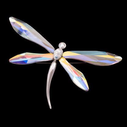 Swarovski-Brosche-Libelle-funkelnde-Aurora-Borealis-Kristalle