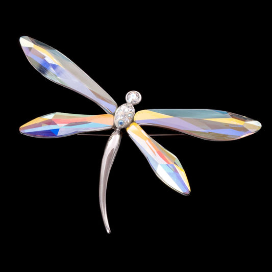 Swarovski-Brosche-Libelle-funkelnde-Aurora-Borealis-Kristalle