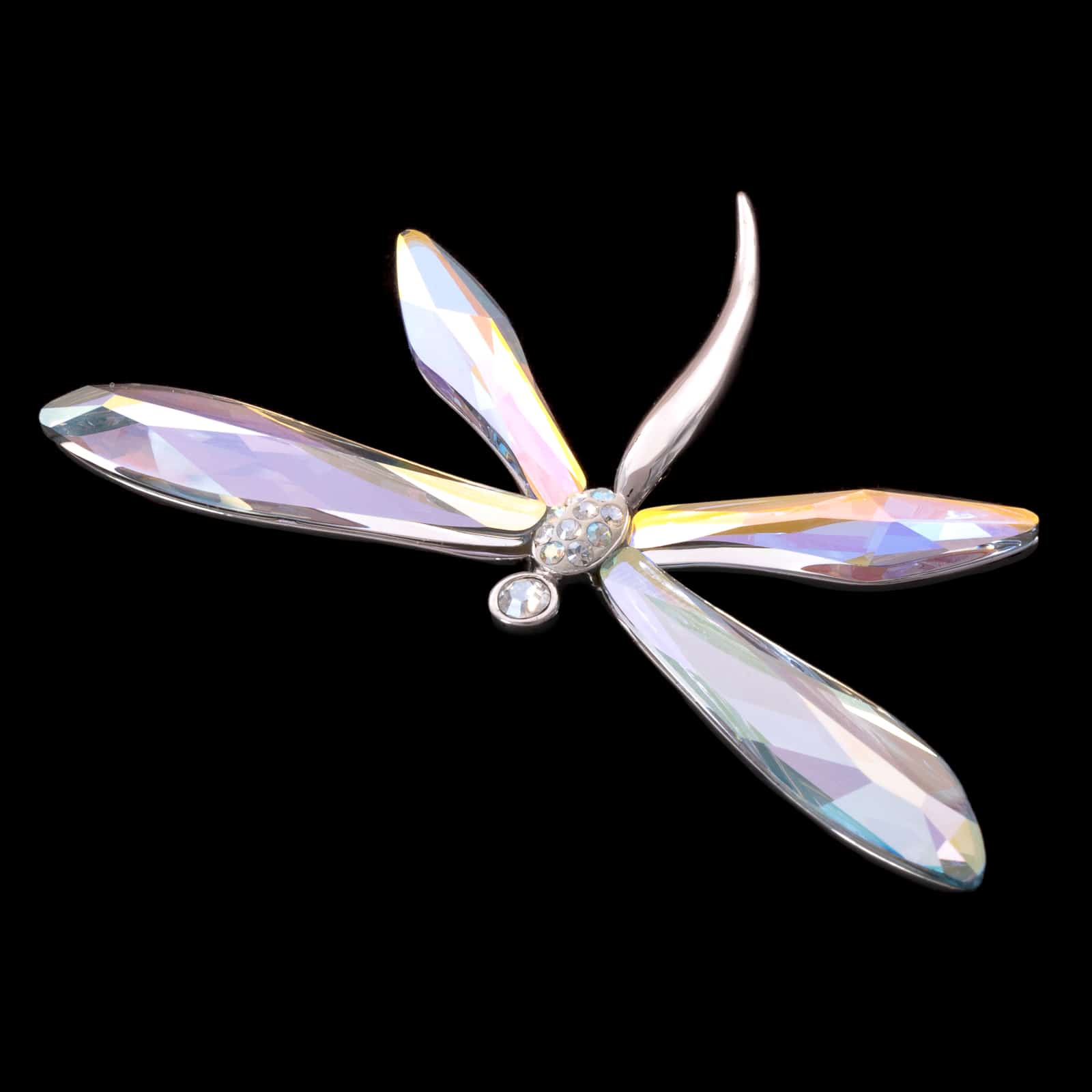 Swarovski-Brosche-Libelle-funkelnde-Aurora-Borealis-Kristalle