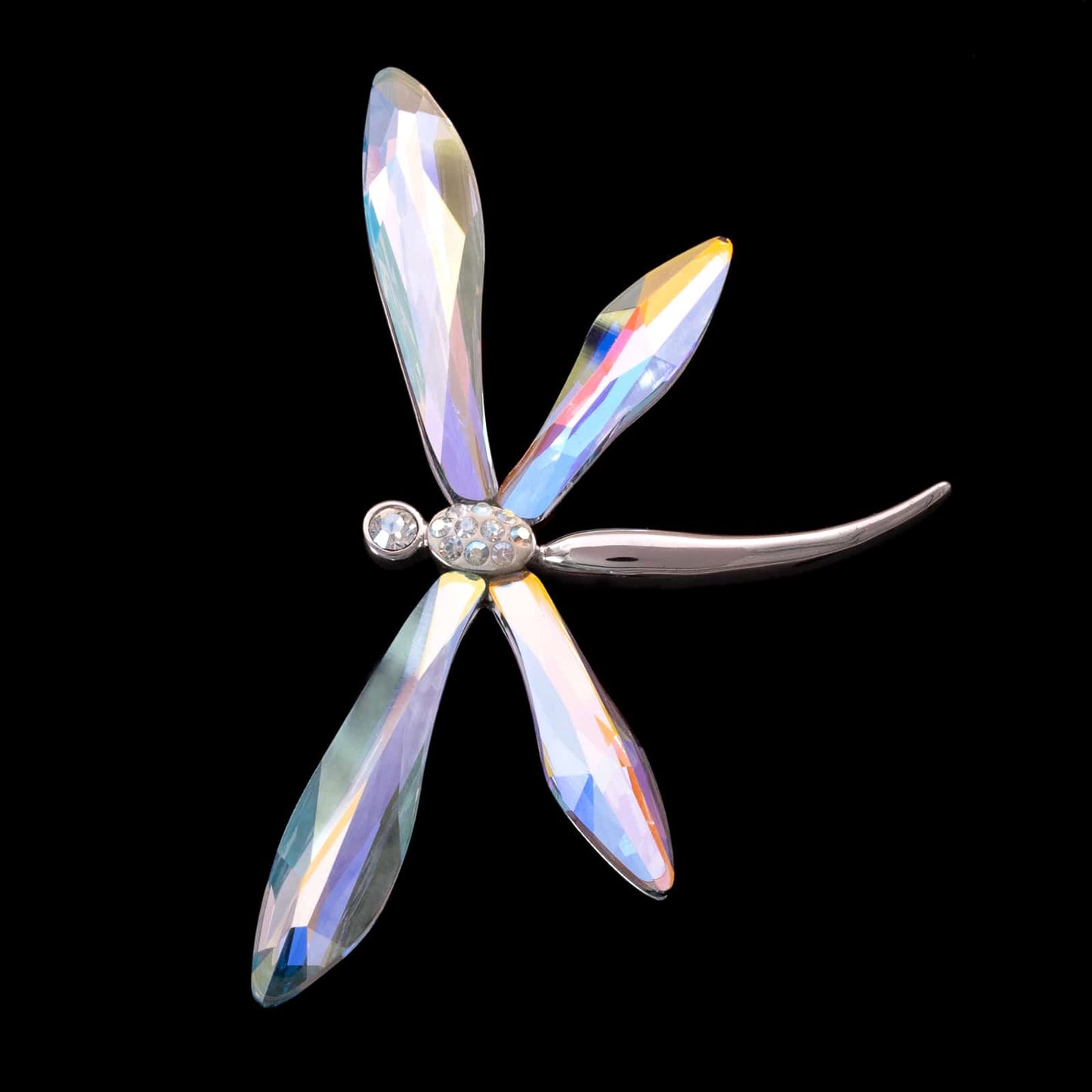 Swarovski-Brosche-Libelle-funkelnde-Aurora-Borealis-Kristalle