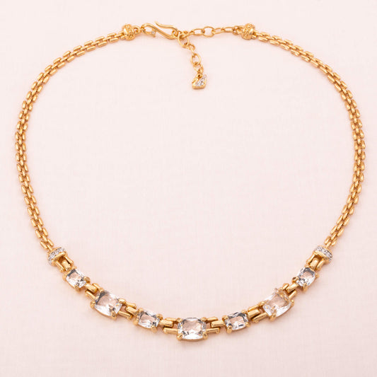 Swarovski-Halskette-vergoldet-mit-eckigen-Kristallen-besetzt