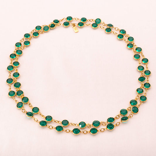 Swarovski-Halskette-grüne-Kristalle-in-vergoldeter-Fassung