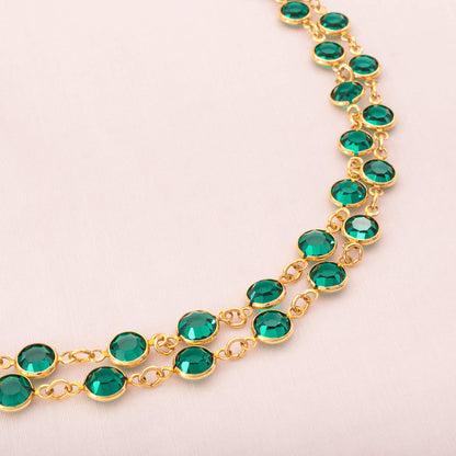 Swarovski-Halskette-grüne-Kristalle-in-vergoldeter-Fassung