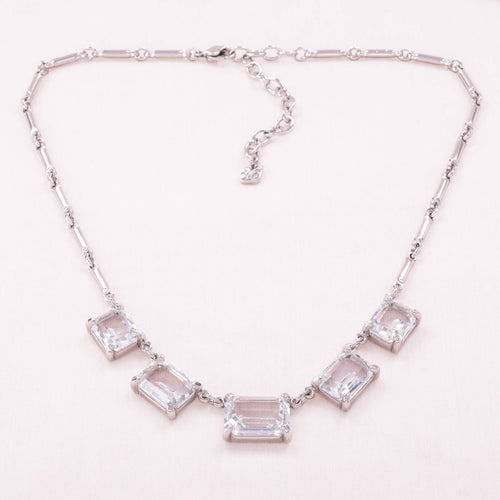 SWAROVSKI silver-colored necklace with 5 square crystals