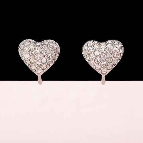 SWAROVSKI silver-colored heart clip-on earrings