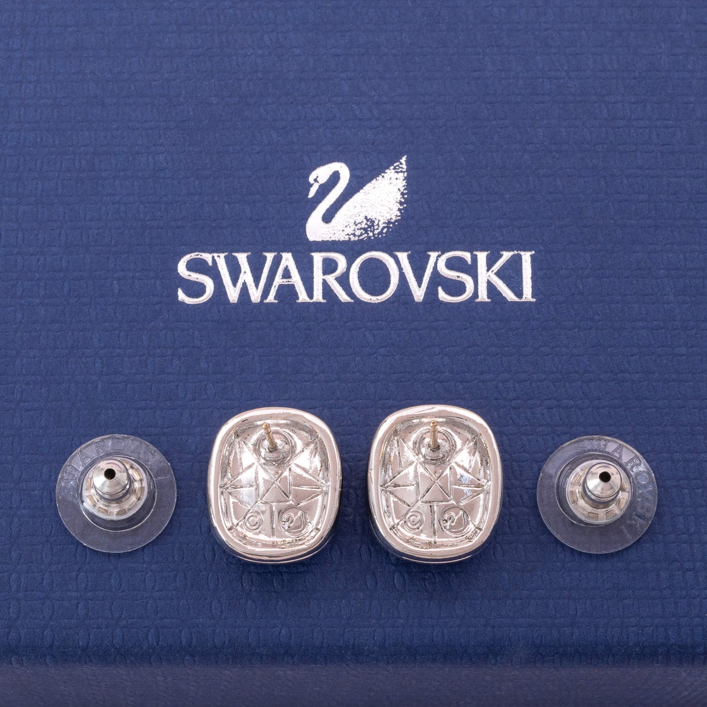 Swarovski-rhodinierte-Ohrringe-Rückseiten-Schwan-Signatur