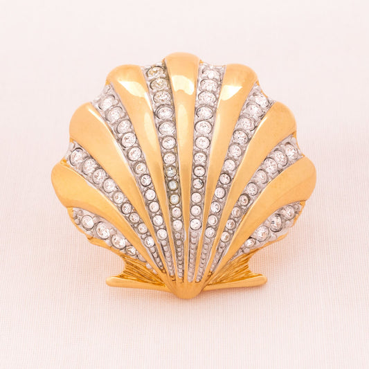 SWAROVSKI gold-plated shell brooch