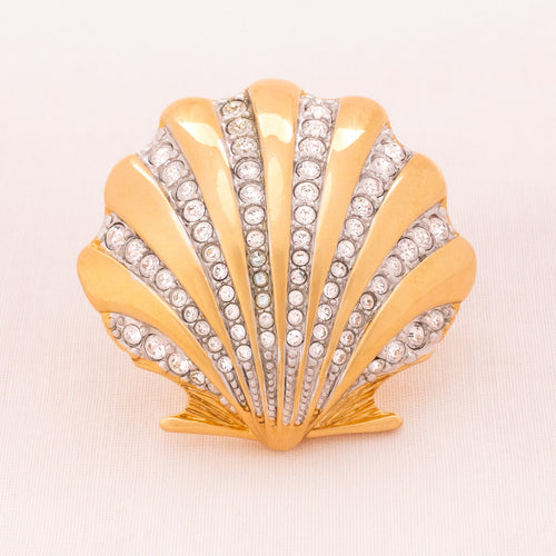 SWAROVSKI gold-plated shell brooch