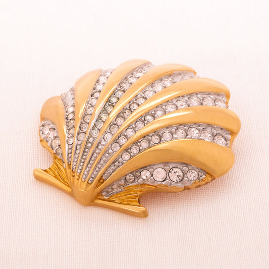 SWAROVSKI gold-plated shell brooch