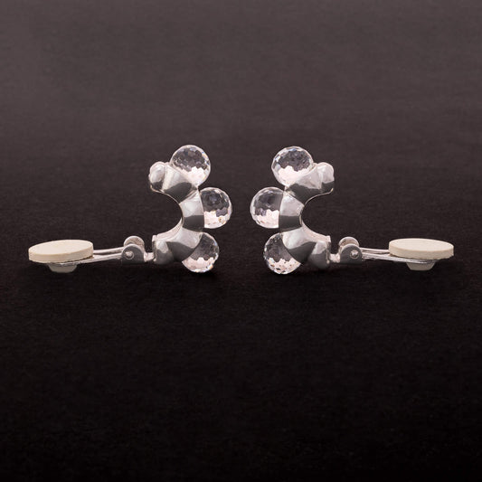 Swarovski-Ohrclips-3-Kristallkugeln-rhodinierte-Fassung