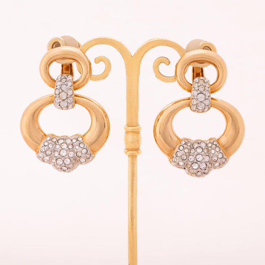 Swarovski-vergoldete-Ohrclips-Türklopfer-Design