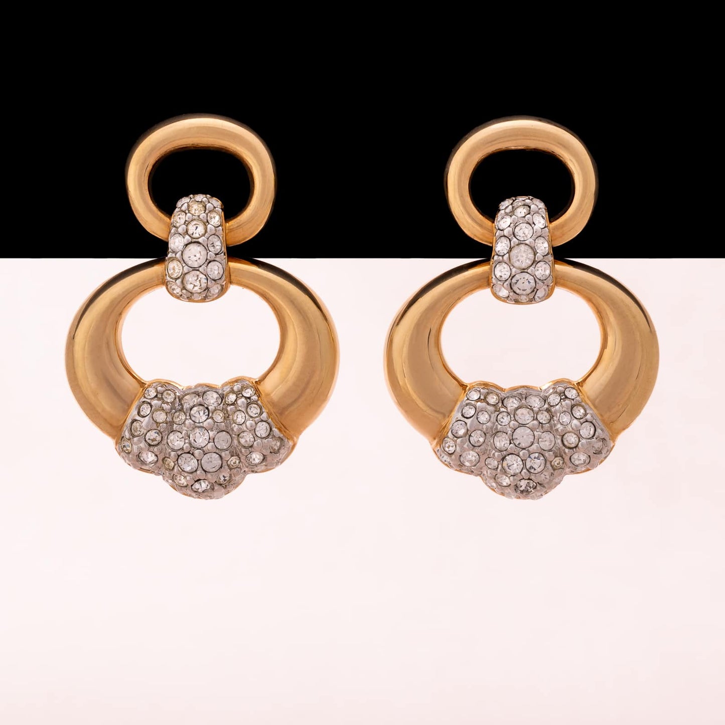 Swarovski-vergoldete-Ohrclips-Türklopfer-Design