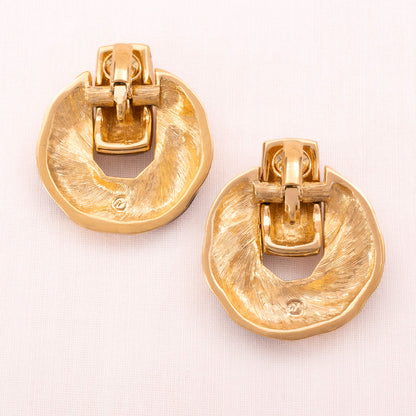 Swarovski-Türklopfer-Ohrclips-vergoldete-Rückseite-Schwan-signiert