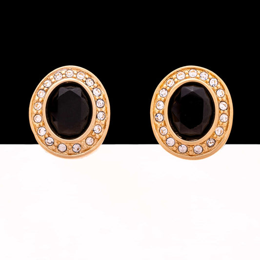 Swarovski-S.A.L-Ohrringe-ovale-schwarze-Kristalle