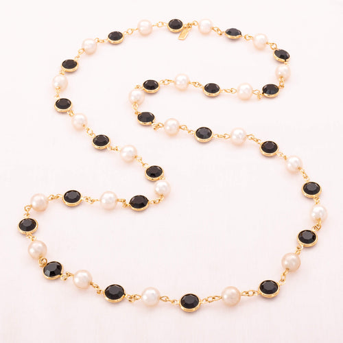 SWAROVSKI special pearl necklace with black crystals