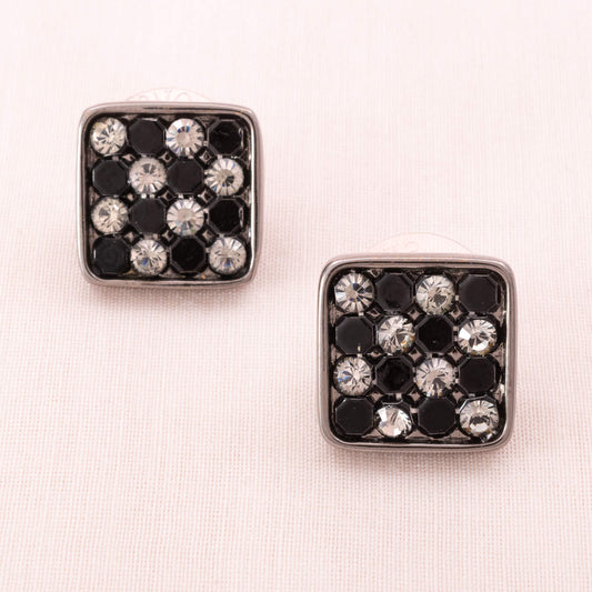 Swarovski-eckige-Ohrringe-mit-schwarz-grauen-Kristallen