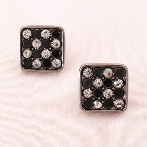 SWAROVSKI square earrings with black crystals