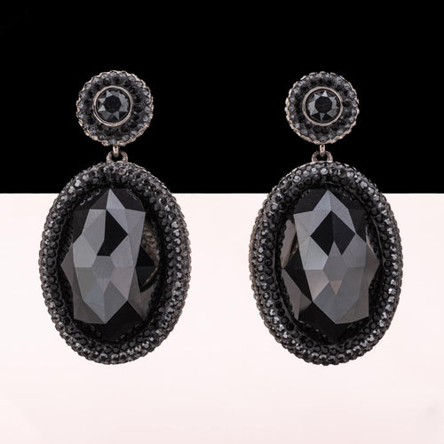 SWAROVSKI black glittery crystal earrings