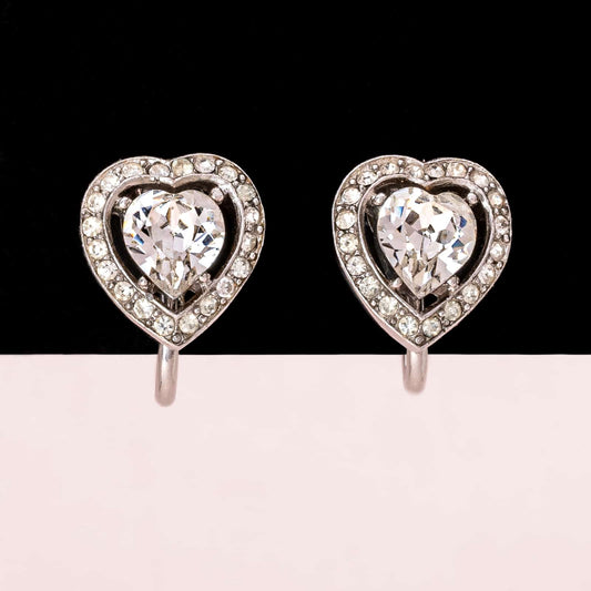 TRIFARI classic heart screw-on earrings