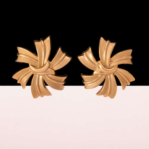 TRIFARI matt gold-plated bow-shaped ear clips