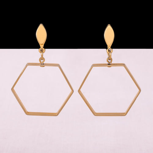 TRIFARI hoop earrings in a hexagonal shape