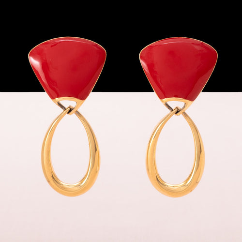 TRIFARI red enamel earrings from the 1980s