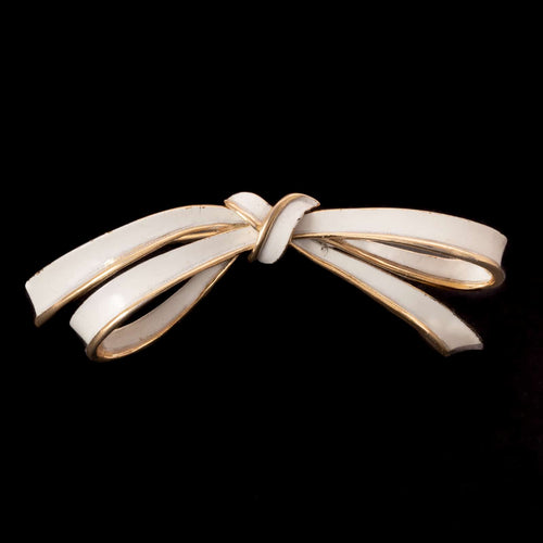 TRIFARI white bow brooch