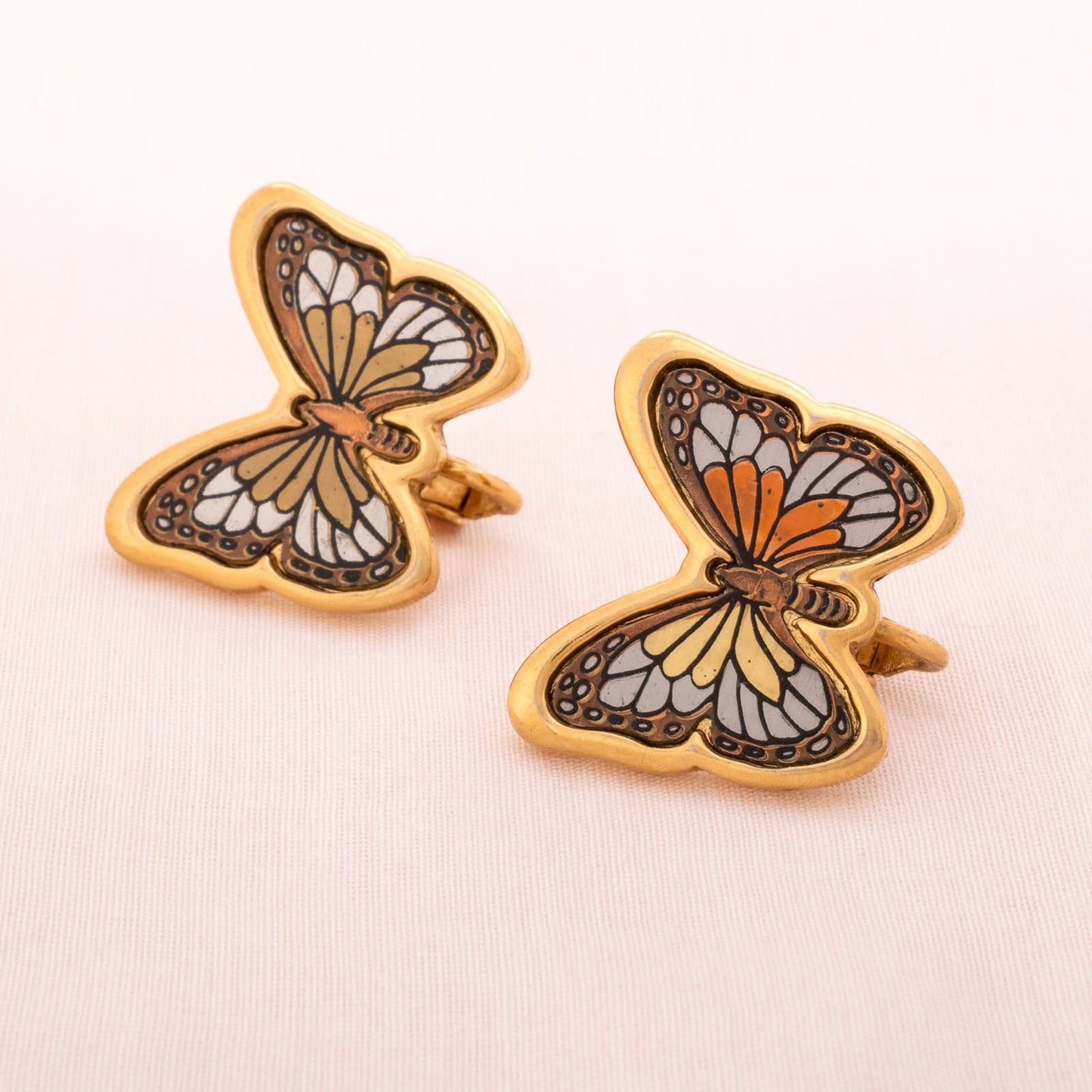 Trifari-vergoldete-Schmetterling-Ohrclips