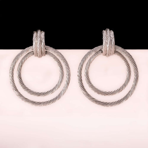 TRIFARI silver-colored hoop clip-ons