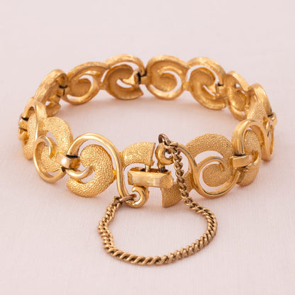 Trifari-vergoldetes-Armband-60er-Jahre-mit-Sicherheitskette