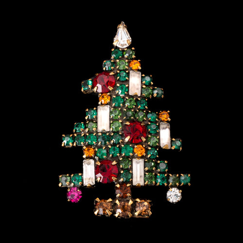 WEISS Christmas Tree Brooch with five candles