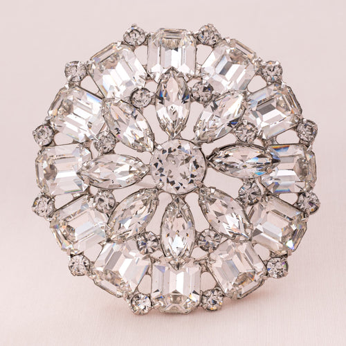 WEISS large brooch with glittering rhinestones