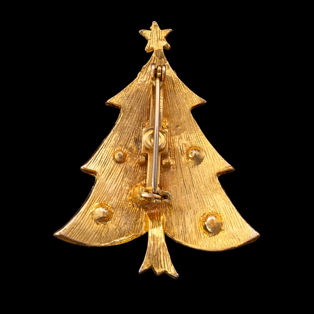 Vintage Christmas tree brooch gold-plated with colorful rhinestones – Find Vintage Beauty