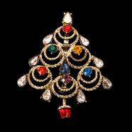 Weihnachtsbaum Brosche mit Strasssteinen in Tropfenform