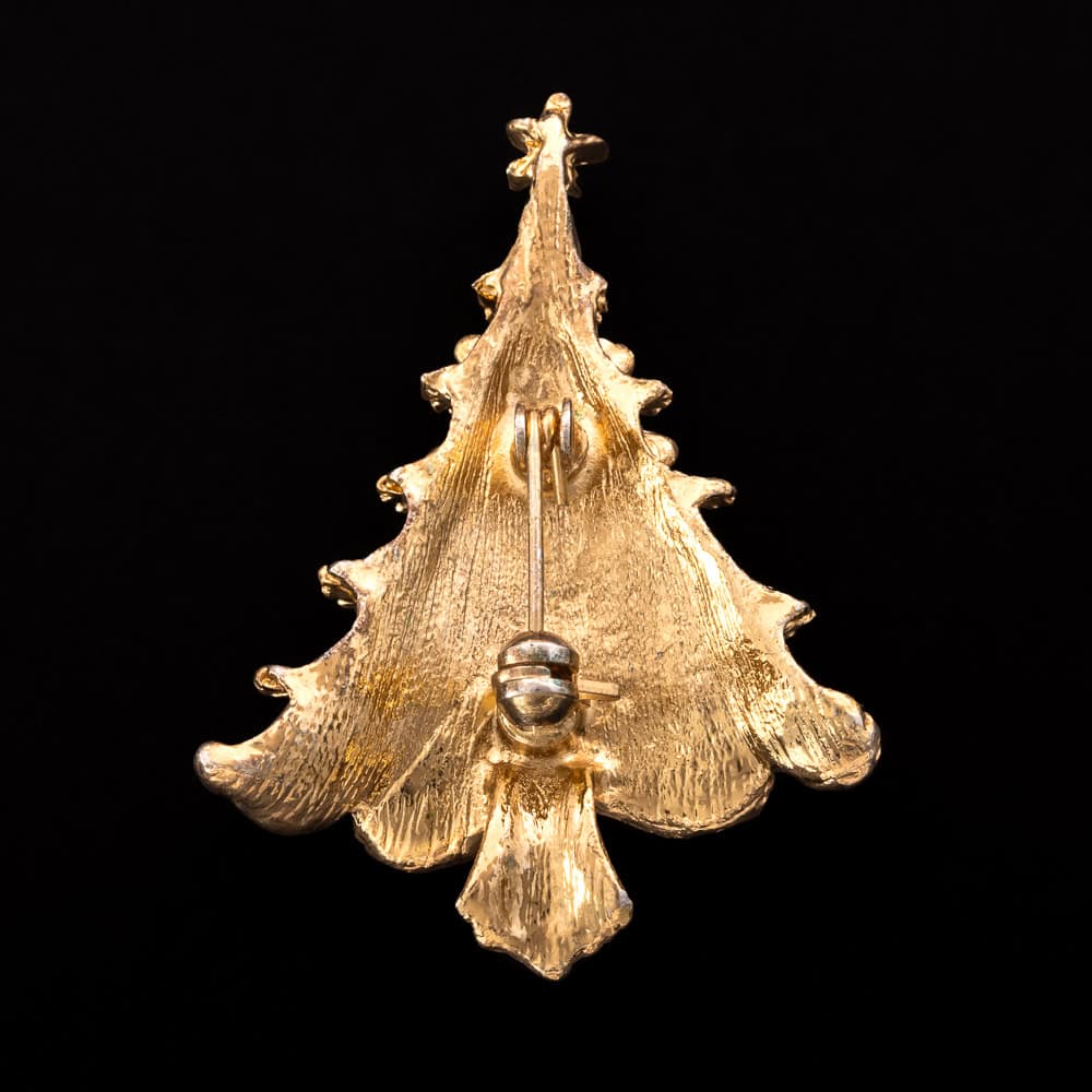 Vintage-Brosche-Weihnachtsbaum-vergoldete-Rückseite