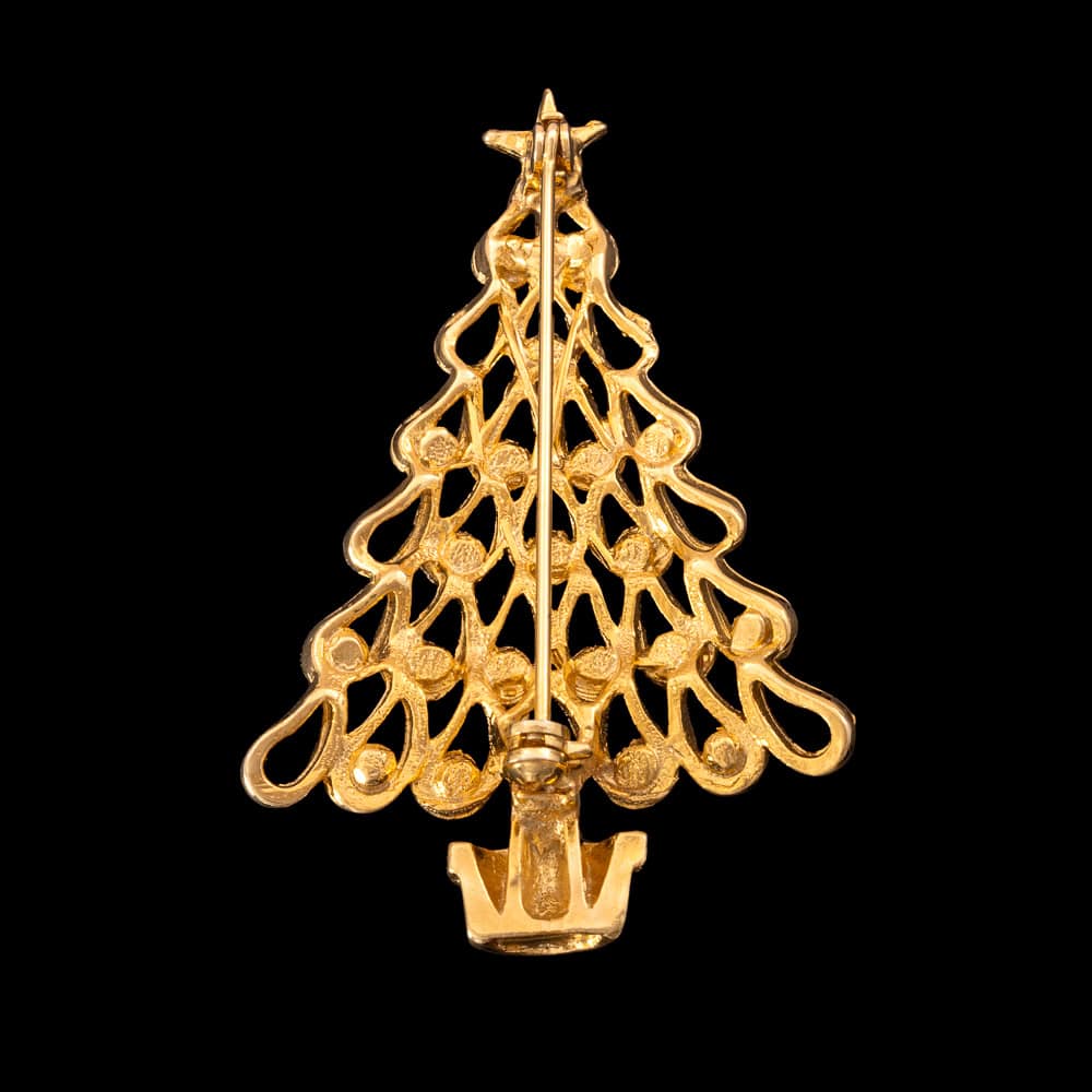 Vintage-Weihnachtsbaum-Brosche-vergoldete-Rückseite