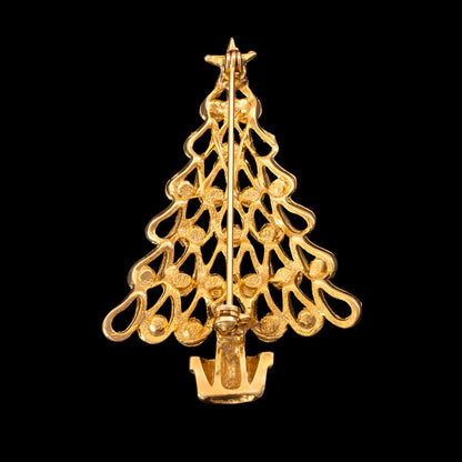 Vintage-Weihnachtsbaum-Brosche-vergoldete-Rückseite