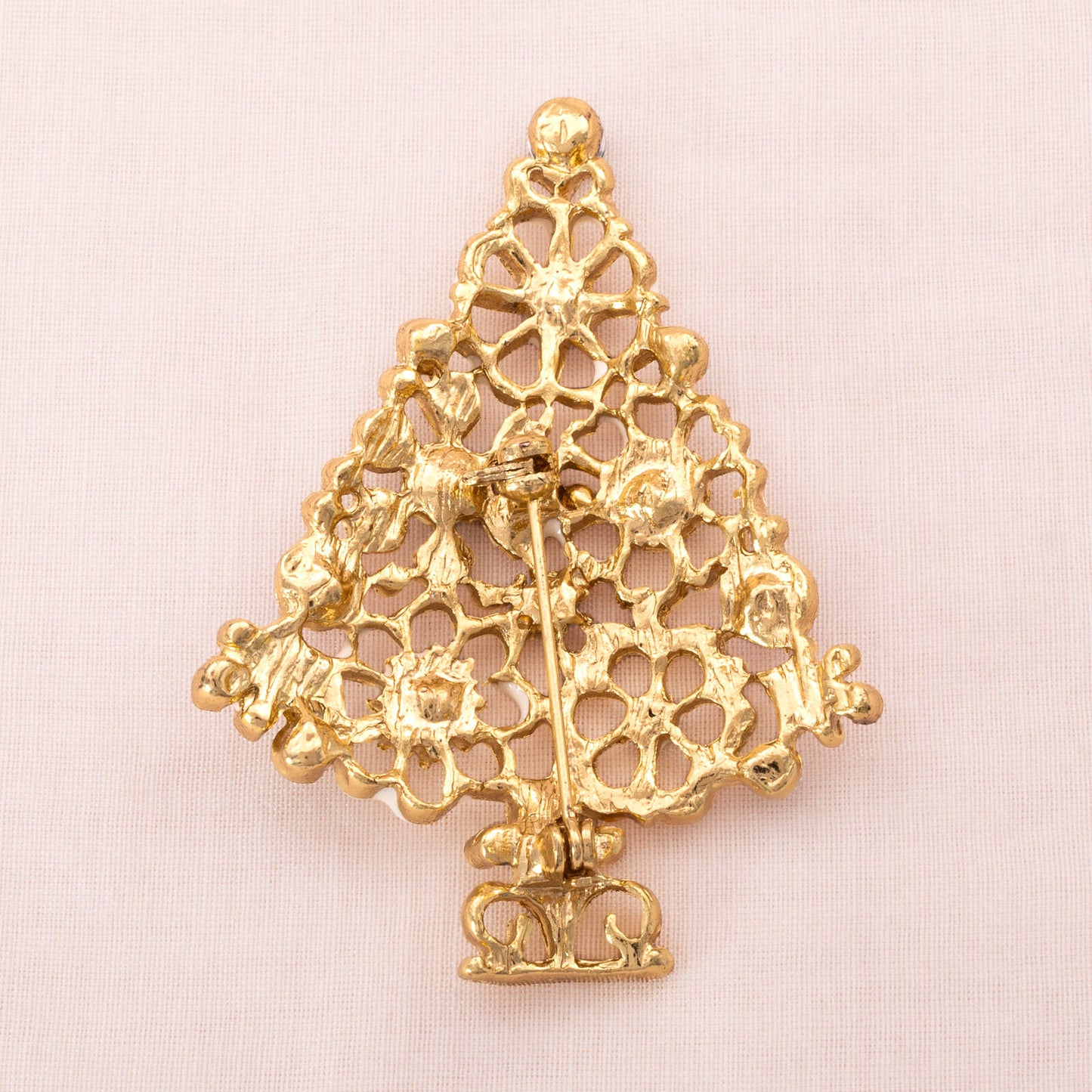 Weihnachtsbaum-Brosche-70s-Vintage-vergoldete-Rückseite