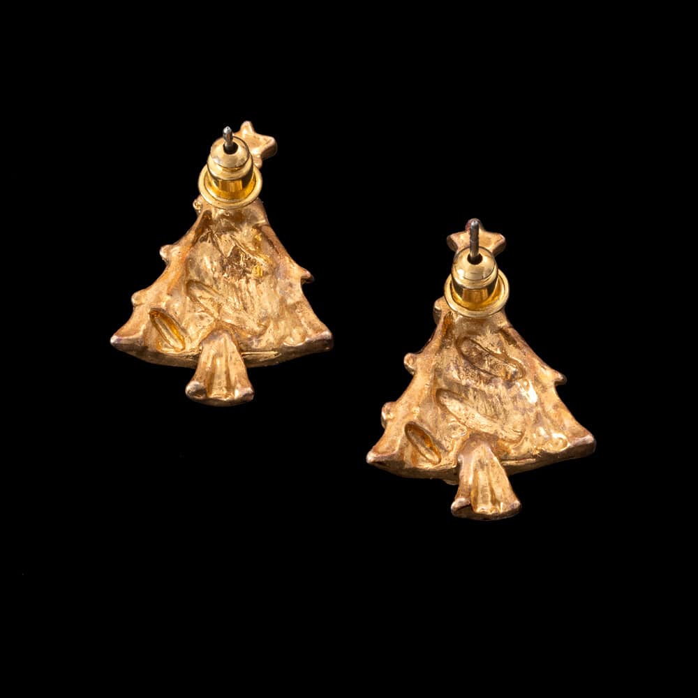 Vintage-Weihnachtsbau-Ohrringe-vergoldete-Rückseiten