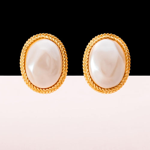 YSL Yves Saint Laurent oval pearl clip-on earrings